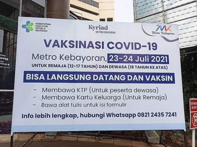 
					Target Vaksinasi di Sentra Vaksin Metro Kebayoran 1.000 orang, Selama Dua Hari