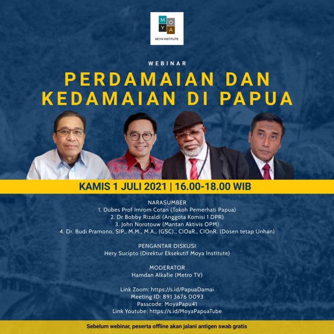 
					Moya Institute Selenggarakan Webinar Perdamaian dan Kedamaian Papua