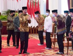 Presiden Joko Widodo membuka Peringatan Hari Santri Nasional 2021 dan Peluncuran Logo Baru Masyarakat Ekonomi Syariah di Istana Negara, Jakarta, pada Jumat, 22 Oktober 2021. (Foto: BPMI Setpres/Muchlis Jr)