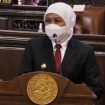Gubernur Jatim Khofifah,saat menghadiri sidang terbuka Dies Natalis Unair ,Selasa (9/11/21).