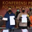 Kapolres Mojokerto AKBP Apip Ginanjar,saat konferensi pers pengungkapan tindak pidana penipuan Umroh dan Investasi bodong (16/11/2021).