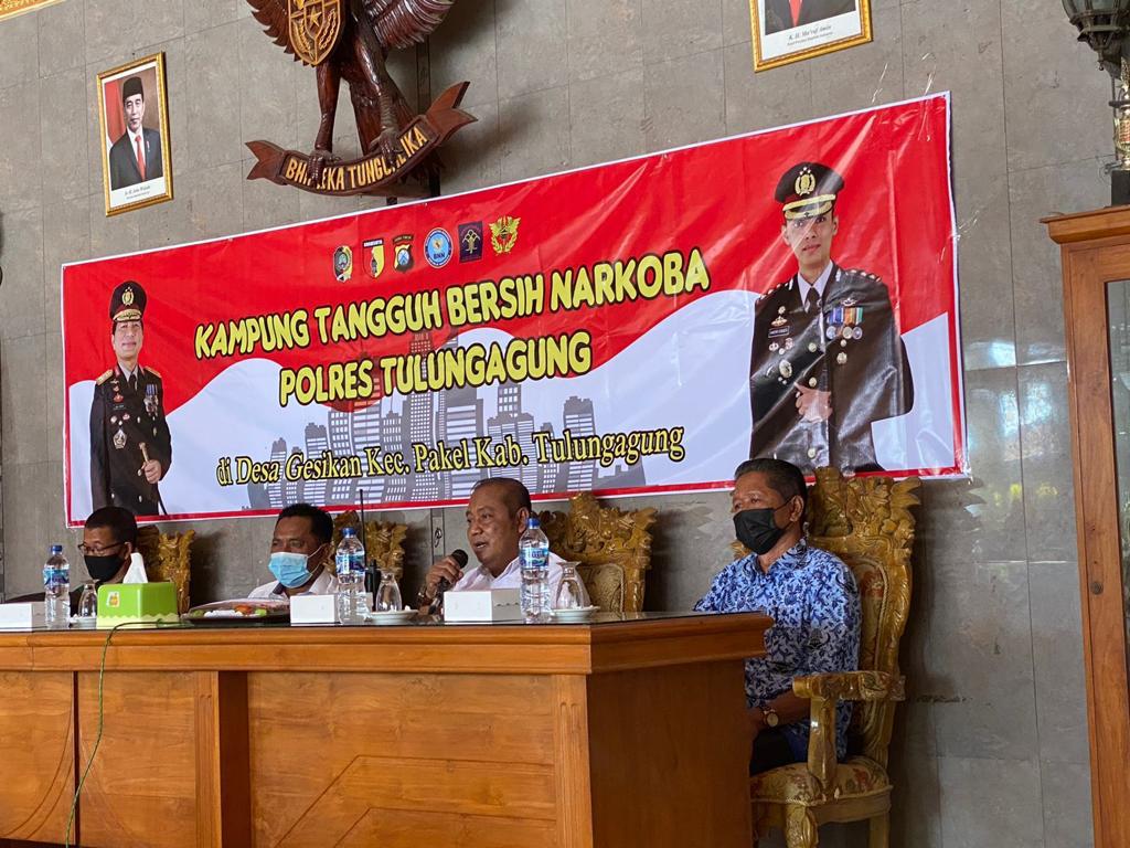 Intensifkan Pencegahan Narkoba, Polres Tulungagung Launching Kampung Tangguh Bersinar di Desa Gesikan