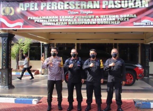 Kapolres Sumenep Dampingi Dansat Brimob, Cek Kesiapan Personel Pengamanan Pilkades Serentak 2021
