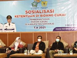 Diskominfo kabupaten Sidoarjo saat gelar sosialisasi ketentuan di bidang cukai pemberantasan rokok Illegal, Jumat (26/11/21)