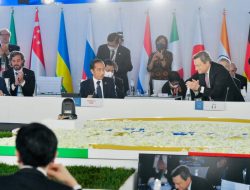 Presiden Joko Widodo berpidato pada sesi KTT G20 yang membahas tentang pembangunan berkelanjutan di La Nuvola, Roma, Italia, Minggu, 31 Oktober 2021. (Foto: BPMI Setpres/Laily Rachev)