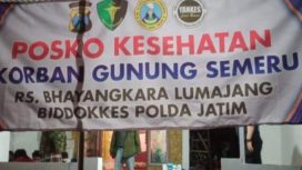 Posko Bencana dan pos pengungsian  di lapangan Kamar Kajang, Candipuro Lumajang.