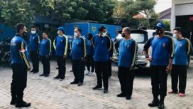 Tagana Kota Madiun, saat menggelar Apel di halaman Dinas Sosial PPPA Jl. Salak 51 Kelurahan Taman Kecamatan Taman Kota Selasa (4/1/2022).