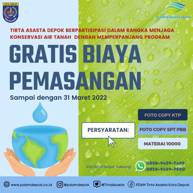 
					Tirta Asasta Depok Perpanjang Promo Gratis