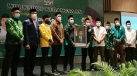 Bupati Sidoarjo Gus Muhdlor, saat Peringatan Haul ke-12 Gus Dur yang digelar DPC PKB Sidoarjo di Hotel Aston Kahuripan, Sidoarjo, Sabtu (8/1/2022).