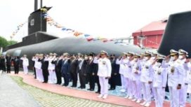 Kepala Staf Angkatan Laut (Kasal) Laksamana TNI Yudo Margono, saat meresmikan Monumen KRI Nanggala-402 di Markas Koarmada II , Sabtu (15/1/2022).