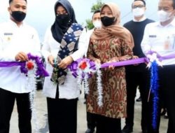 Bupati Mojokerto, Ikfina Fahmawati, saat meresmikan jembatan yang berada di Kecamatan Kemlagi, Rabu (19/01).