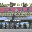 Apel gelar pasukan Pemor Keris (Patroli Bermotor Penegakan Protokol Kesehatan Masyarakat) di Lapangan Makodam V/Brawijaya, Senin (24/1/2022).