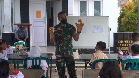 Satgas Kodim Maluku Yonarhanud 11/WBY Gelar Pembelajaran Pembentukan Mental Sehat Anak Usia Dini