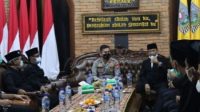Kapolres Bojonegoro, AKBP Muhammad,  silaturahmi bersama  pengurus Persaudaraan Setia Hati Terate (PSHT) Cabang Bojonegoro, Sabtu (5/2/2022).