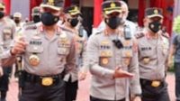 Kapolres Batu AKBP I Nyoman Yogi Hermawan, saat mendampingi Kabaharkam Polri di Polres Batu.senin
(12/2/2023).