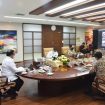 Seskab Pramono Anung mengikuti Ratas mengenai Evaluasi PPKM, Senin (07/03/2022) melalui konferensi video. (Foto: Humas Setkab/Agung)