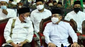 Bupati Sumenep Achmad Fauzi,SH,MH saat Simposium Peradaban Nahdlatul Ulama (NU), di Pendopo Keraton Sumenep, Sabtu (05/03/2022).