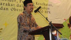 Bupati Sidoarjo Gus Muhdlor, saat beri arahan hari gizi nasional ke 62 di Aston hotel. Rabu (9/3/2022).