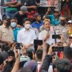 Wagub Jatim Emil bersama Forkopimda Jatim, saat menemui sopir truk yang bergabung dalam wadah GSJT, saat di Kantor Dinas Perhubungan Provinsi Jatim, Jalan A. Yani Surabaya, Jumat (11/3/2022).