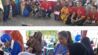 Foto bersama karyawan Alfamart dan ibu ibu dari kader posyandu
