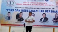 Anggota DPRD kota Depok Babai Suahimi, SE pada pembukaan Diskusi Publik Pers dan Kebebasan Hak Bersuara, di Depok, Kamis (8/6/2023).