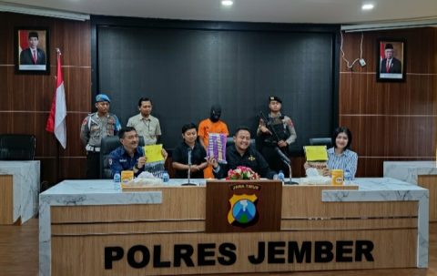 Polres Jember Menggelar Press Conference Kasus Tindak Pidana Persetubuhan Terhadap Anak