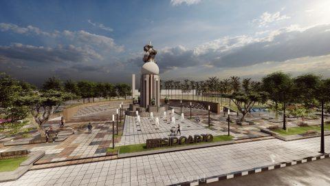 Revitalisasi Alun - alun Sidoarjo dengan menata kembali ruang terbuka hijau (RTH) sekitar Monumen Jayandaru