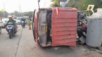 Kondisi truk molen setelah mengalami kecelakaan