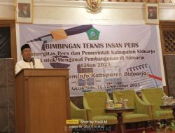 Bupati Sidoarjo Gus Mudhlor saat membuka Bimbingan Teknis Insan Pers di Horizon Azizah Solo,  16-17 Nopember 2023
