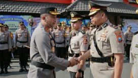 Kapolres AKBP Moh Nurhidayat,sa at pimpin serah terimah jabatan