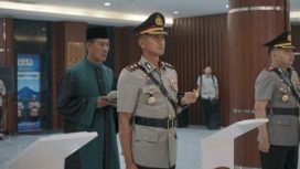 AKBP Bayu Pratama Gubunagi.SH.SIK.M.Si. saat ambil sumpa menjadi Kapolres Jember yang baru.
