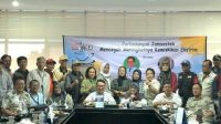Foto bersama usai (Ngobar) SWI yang digelar Sekber Wartawan Indonesia (SWI) Kota Depok di Kantor BPJS Ketenagakerjaan Kota Depok, Rabu (31/1/2024).