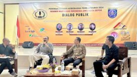 Dari kiri, Putra Gara Waketum SWI Pusat, Kamsul Hasan Ahli Pers 
 Sony Fitrah Ketua JMSI Jabar, Herry Budiman Sekjen SWI Pusat