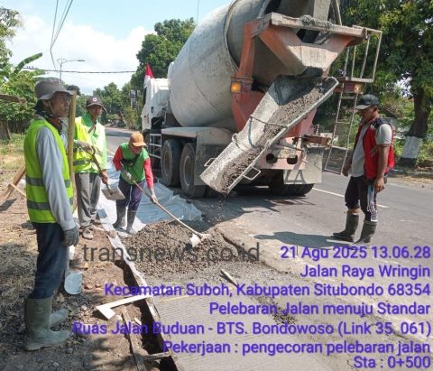 Progres Pelebaran Jalan Buduan – Batas Bondowoso Capai 7,40 Persen