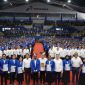 Dok: Foto Bersama Ribuan Mahasiswa Baru dengan Komisaris Pertamina, Pimpinan Pertamina, dan Pimpinan UPER di GOR Arena Simprug, Jakarta (15/9).