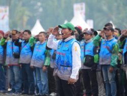 Apel Ojek Online Kamtibmas di Monas yang diikuti oleh 10.000 perwakilan Ojol se-Jakarta. (korlantas polri)