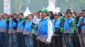 Apel Ojek Online Kamtibmas di Monas yang diikuti oleh 10.000 perwakilan Ojol se-Jakarta. (korlantas polri)