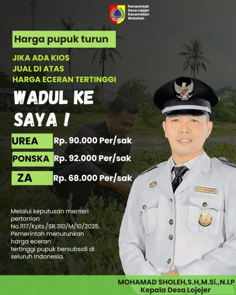 Penjualan Pupuk Bersubsidi Diatas HET, Warga Lojejer Bisa Lapor Langsung Ke Kades