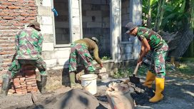TMMD ke-126 Kodim 0816/Sidoarjo Renovasi Rumah Tidak Layak Huni di Desa Kedondong