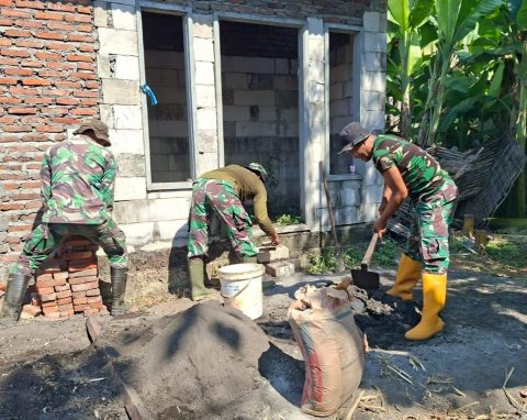 TMMD ke-126 Kodim 0816/Sidoarjo Renovasi Rumah Tidak Layak Huni di Desa Kedondong