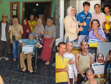 Yayasan Global Pelangi (YGP) menyalurkan bantuan berupa tiga unit kursi roda