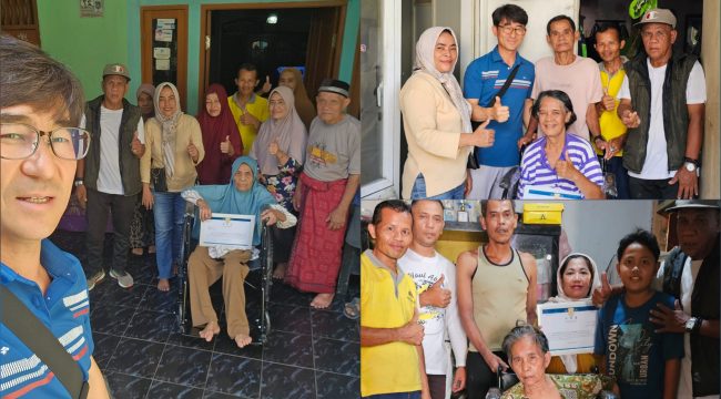 Yayasan Global Pelangi (YGP) menyalurkan bantuan berupa tiga unit kursi roda