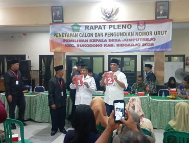 Panitia Tetapkan Dua Calon Kepala Desa Jumputrejo, Joni Nomor Urut 1 dan Muhammad Makrus Nomor Urut 2