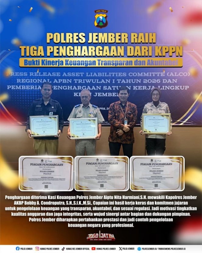 
					Polres Jember raih tiga penghargaan dari KPPN (Dok. Humas)