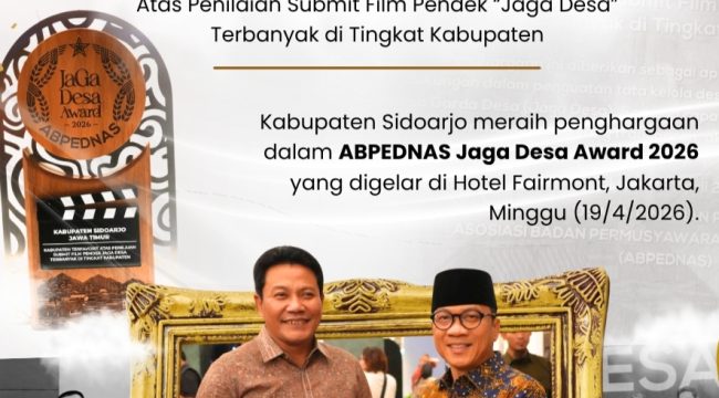 Sidoarjo Raih Penghargaan Jaga Desa Award 2026, Bukti Komitmen Tata Kelola Desa Transparan