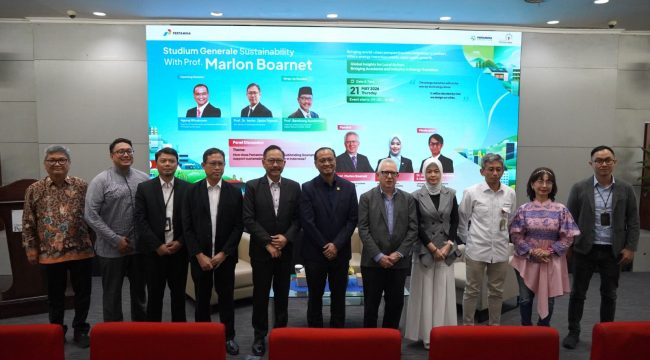 Dok: Foto bersama jajaran pimpinan Universitas Pertamina, perwakilan Pertamina Group, serta para pembicara dan moderator dalam kegiatan Studium Generale Sustainability 2026
