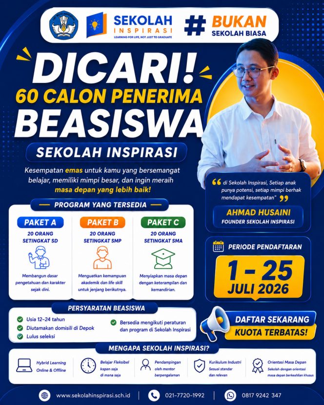 
					Sinergi dengan Pemkot Depok, Sekolah Inspirasi Siap Tampung Lulusan SD-SMA Lewat Program Beasiswa