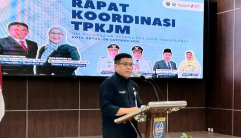 Sekda Depok, Mangnguluang Mansur, menghadiri Rakor TPKJM Kota Depok. (dok.Diskominfo Depok).
